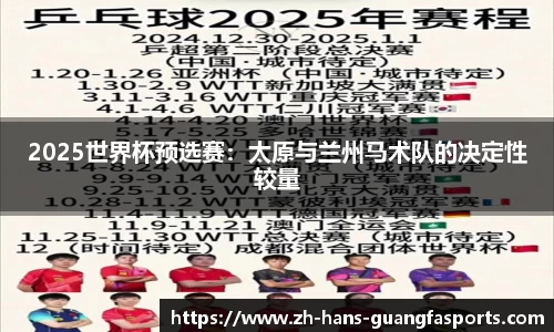 2025世界杯预选赛:太原与兰州马术队的决定性较量